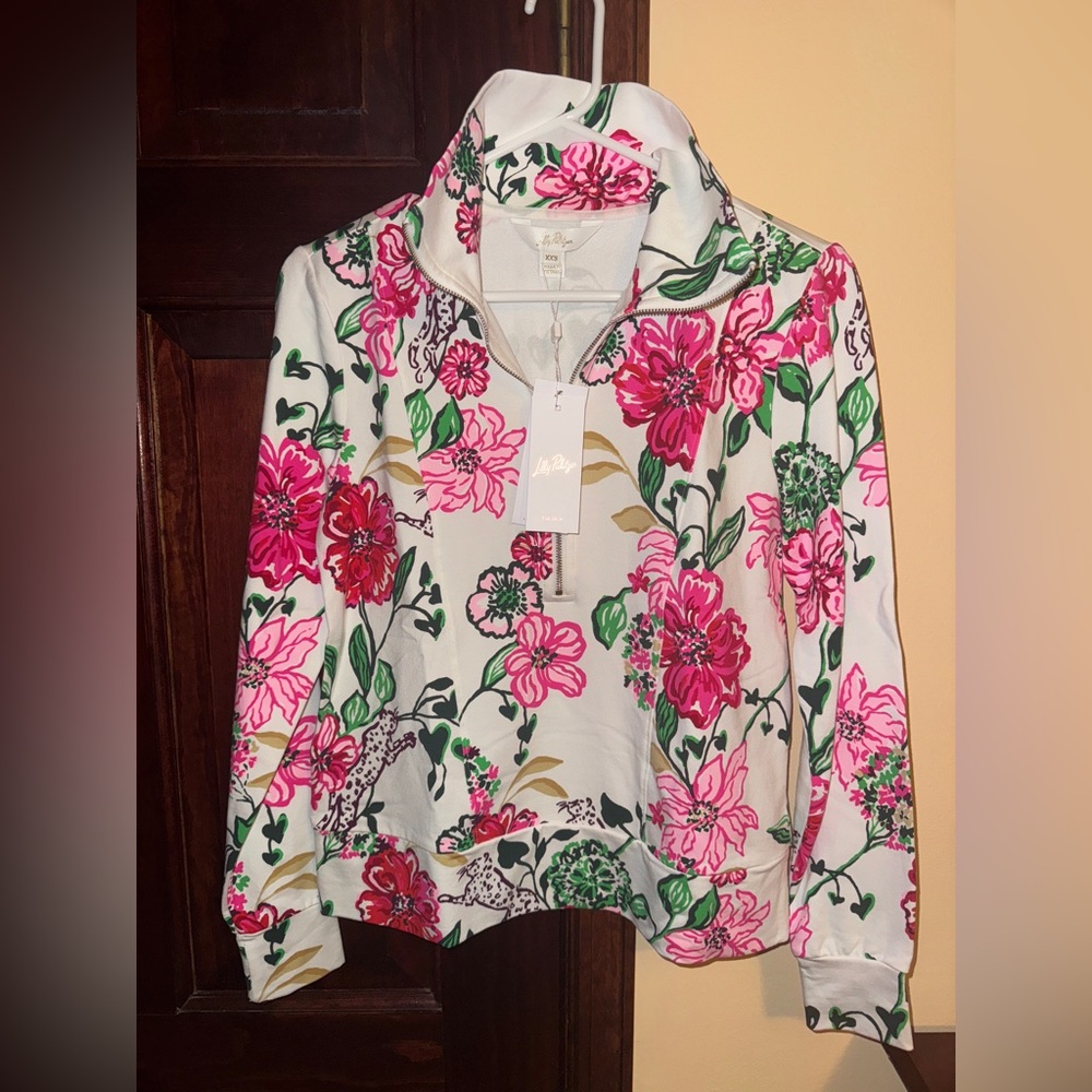 Lilly Pulitzer Floral Sweatshirt - Pink and Green not NWT- worn twice